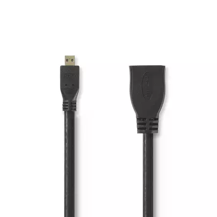 High Speed HDMI kabel med Ethernet | HDMI Micro kontakt | HDMI Utgång | 4K@30Hz | 10.2 Gbps | 0.20 m | Rund | PVC | Svart | Kuvert - HDMI-kablar - 5412810264865 - 1