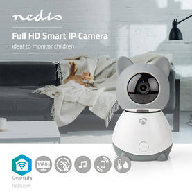 SmartLife Inomhus Kamera | Full HD 1080p | Panorera lutning | microSD (ingår inte) / Molnlagring (tillval) | Med rörelsesensor | Nattsikt | Grå / Vit - Inomhuskameror - 5412810331055 - 2