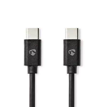 USB-kabel | USB 2.0 | USB-C Hane | USB-C Hane | 60 W | 480 Mbps | Nickelplaterad | 3.00 m | Rund | PVC | Svart | Låda - Dator och nätverk - 5412810481255 - 1