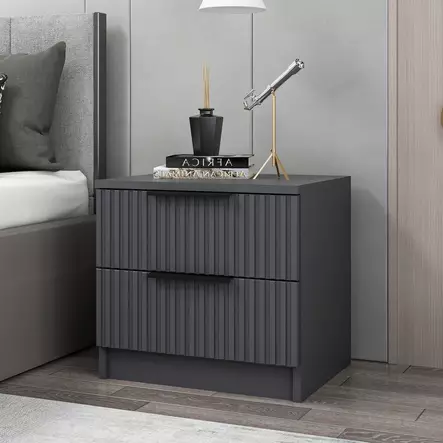 Sängbord Hanah Home Kale Plus Antracit Spånskiva 50x47x40 cm - Nattduksbord - 8683742567325 - 1