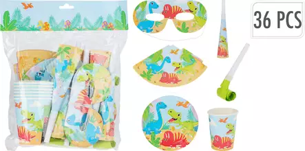 Dinosauriekalas set 36 delar lasten juhliin - Festdekorationer - 8721037356985 - 1