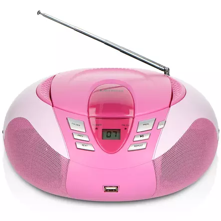 Bärbar FM-radio CD- och USB-spelare Rosa - Radioapparater - 8711902024385 - 2