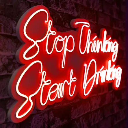 Dekorativ Led Väggbelysning Wallity Stop Thinking Start Drinking Röd Plast 34x78 cm - Ljussmycken och ljusfigurer - 8683342965675 - 2