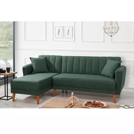 Hörnbäddsoffa Atelier del Sofa Aqua Linne Mörkgrön 225x150x85 cm - Soffor - 8681875324075 - 2