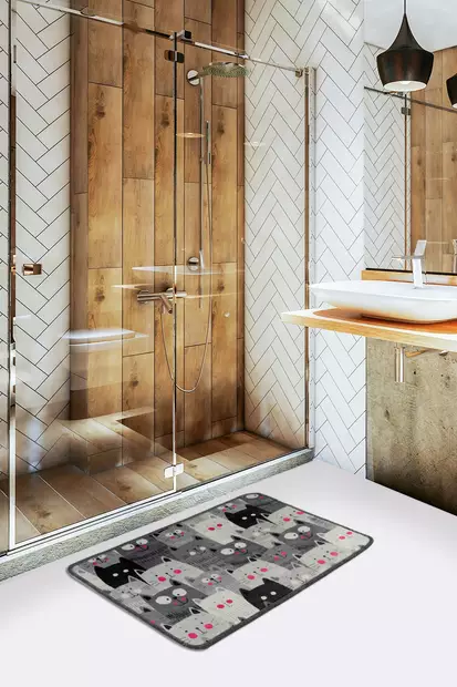 Badrumsmatta, flerfärgad, 40 x 60 cm, antiallergisk, halkfri - Badrumsmattor och våtrumsmattor - 8681875588095 - 2