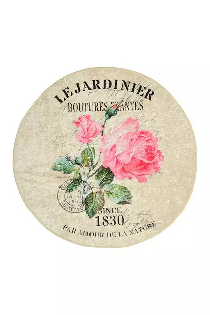 Badrumsmatta, flerfärgad, Diameter 100 cm, allergivänlig, halkfri - Badrumsmattor och våtrumsmattor - 8681875271485 - 1