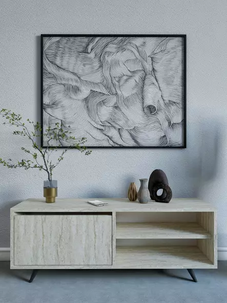 TV-bänk Hanah Home Maku Travertin Spånskiva 120x47x35 cm - TV-bänkar - 8684282994305 - 2