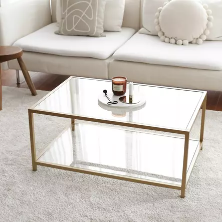Soffbord Hanah Home Astro Guld Härdat Glas 90x40x60 cm - Soffbord - 8682870730885 - 2