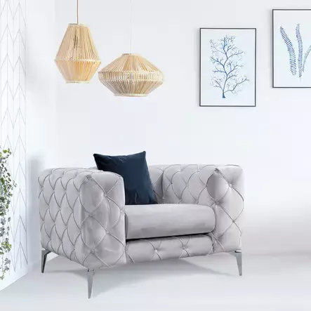 Öronlappsfåtölj Atelier del Sofa Como Ljusgrå Polyester 108x90x70 cm - Fåtöljer - 8681875825565 - 2