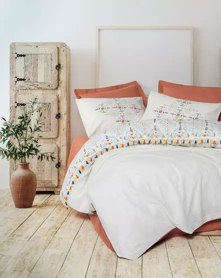 Renforcé påslakanset för dubbelsäng, tegelrött, 200 x 220 cm, mjukt, hållbart - Lakan och örngott - 8684283402625 - 2