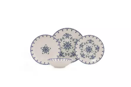 Bestickset (24 delar), vit/blå, 25 x 25 x 2 cm, hållbar, stilren - Tallrikar - 8682870174665 - 1