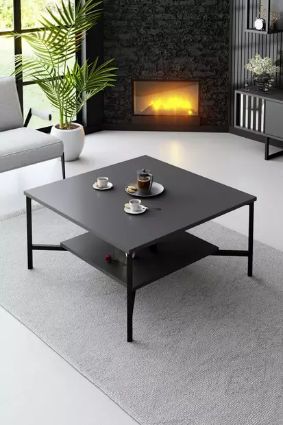 Soffbord Hanah Home Black Line Antracit Spånskiva 80x80x40 cm - Soffbord - 8683742126195 - 2