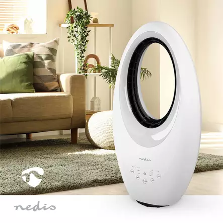 Bladlös fläkt | Strömadapter | 50 W | Svängning | Fjärrkontroll | Stäng av timer: 7.5 h | 3 hastighetsinställning | Vit - Nedis produkter - 5412810475735 - 5