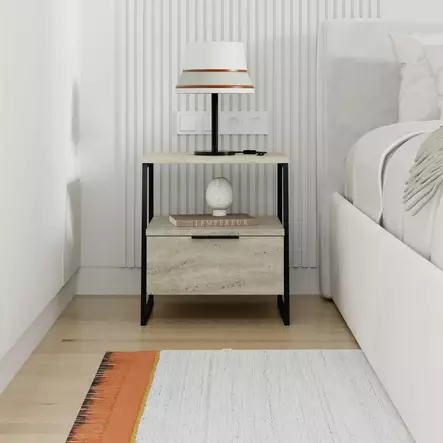 Sängbord Hanah Home Pal Travertin Spånskiva 45x50x40 cm - Nattduksbord - 8684283438815 - 2