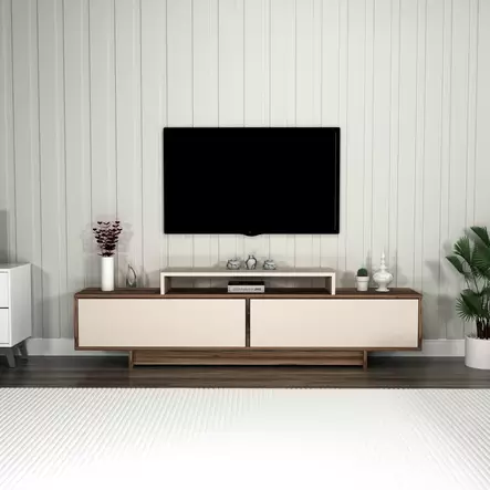 TV-bänk Hanah Home Grasyas Ljus Valnöt Beige Spånskiva 180x50,2x29,6 cm - TV-bänkar - 8684283434015 - 2
