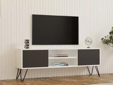 TV-bänk Hanah Home Hare Vit Antracit Spånskiva 140x50x30 cm - TV-bänkar - 8683342740265 - 2