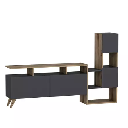 TV-bänk Hanah Home Ciragan Valnöt Antracit Spånskiva 122x53,3x31,6 cm - TV-bänkar - 8683743473045 - 1