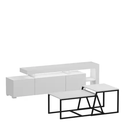 TV-bänk Hanah Home Beliz Vit Spånskiva 192x53x37 cm - Möbler - 8683742131175 - 1