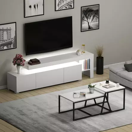 TV-bänk Hanah Home Beliz Vit Spånskiva 192x53x37 cm - Möbler - 8683742131175 - 2