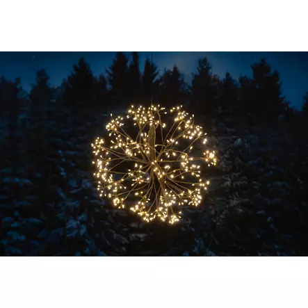 Valopallo 480 micro-LED 40 cm lämmin valkoinen musta Finnlumor - Näyttävä riippuva LED-koristevalopallo sisä- ja ulkokäyttöön (IP44) - Ljussmycken och ljusfigurer - 6410416377285 - 1