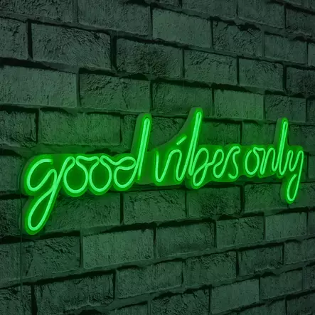 Dekorativ Led Väggdekor Wallity Good Vibes Only Grön Plast 76x19 cm - Ljussmycken och ljusfigurer - 8682870288225 - 2