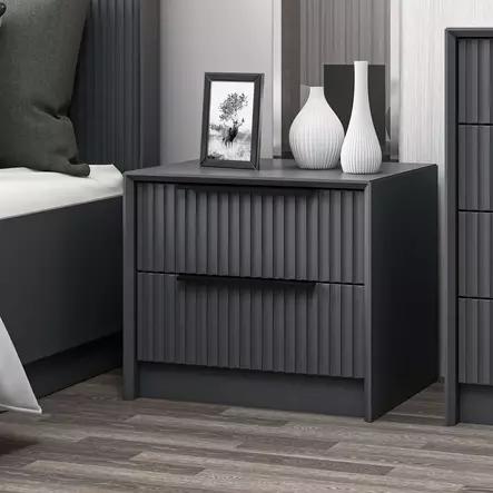 Sängbord Hanah Home Kale Luxe Soft Antracit Spånskiva 45x53x45 cm - Nattduksbord - 8684282702795 - 2