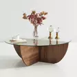 Soffbord Hanah Home Lily Valnöt Härdat Glas Spånskiva 90x30x90 cm - Soffbord - 8683342746885 - 4