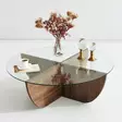 Soffbord Hanah Home Lily Valnöt Härdat Glas Spånskiva 90x30x90 cm - Soffbord - 8683342746885 - 5