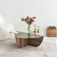 Soffbord Hanah Home Lily Valnöt Härdat Glas Spånskiva 90x30x90 cm - Soffbord - 8683342746885 - 1