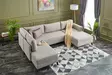 Hörnbäddsoffa Atelier del Sofa Eris Cream Polyester Linne 300x202x78 cm - Soffor - 8682870658905 - 2