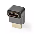 HDMI Adapter | HDMI Hane / HDMI Kontakt | HDMI Utgång | Guldplaterad | Vinklat 270° | Aluminium | Grått Med Metall | 1 st. | Kartong med täckt fönster - Videokontakter och pluggar - 5412810333585 - 1