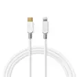 Lightning Kabel | USB 2.0 | Apple Lightning, 8-stifts | USB-C Hane | 480 Mbps | Guldplaterad | 1.00 m | Rund | PVC | Vit | Låda - Blixtkablar - 5412810312955 - 30