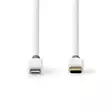 Lightning Kabel | USB 2.0 | Apple Lightning, 8-stifts | USB-C Hane | 480 Mbps | Guldplaterad | 1.00 m | Rund | PVC | Vit | Låda - Blixtkablar - 5412810312955 - 10