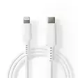 Lightning Kabel | USB 2.0 | Apple Lightning, 8-stifts | USB-C Hane | 480 Mbps | Nickelplaterad | 1.00 m | Rund | PVC | Vit | Låda - USB-kablar - 5412810315505 - 30