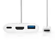 USB Multi-Port Adapter | USB 3.2 Gen 1 | USB-C Hane | HDMI Utgång / USB-A Hona / USB-C Hona | 5 Gbps | 0.20 m | Rund | Nickelplaterad | PVC | Vit | Låda - USB-adaptrar och dockning - 5412810289165 - 10