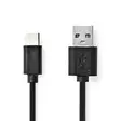 USB-kabel | USB 2.0 | USB-A Hane | USB-C Hane | 15 W | 480 Mbps | Nickelplaterad | 3.00 m | Rund | PVC | Svart | Label - Dator och nätverk - 5412810421695 - 1