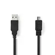 USB-kabel | USB 2.0 | USB-A Hane | USB Micro-B Hane | 480 Mbps | Nickelplaterad | 3.00 m | Rund | PVC | Svart | Låda - Dator och nätverk - 5412810288915 - 1
