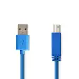 USB-kabel | USB 3.2 Gen 1 | USB-A Hane | USB-B Hane | 5 Gbps | Nickelplaterad | 3.00 m | Rund | PVC | Blå | Kuvert - Dator och nätverk - 5412810275205 - 1