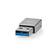 USB-A Adapter | USB 3.2 Gen 1 | USB-A Hane | USB-C Hona | 5 Gbps | Rund | Nickelplaterad | Silver | Kartong med täckt fönster - Dator och nätverk - 5412810334445 - 5