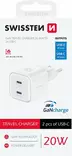 Swissten GaN 2xUSB-C 20W-laddare, vit - Nätladdare - 8595217487185 - 2