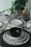 Matsservis Hermia Svart Vit Keramik 24 Delar - Serveringsfat - 8684282478355 - 4