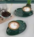 Kaffekoppar Set Hermia Grön Keramik 4 Delar - Kaffe- och teserviser - 8683342394505 - 1