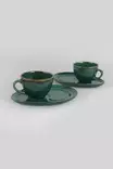 Kaffekoppar Set Hermia Grön Keramik 4 Delar - Kaffe- och teserviser - 8683342394505 - 2