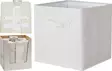 Förvaringslåda i tyg med handtag 30 x 30 x 30 cm, off-white - Plastlådor och förvaringslådor - 8721037454865 - 1