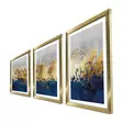 Inramad MDF-tavla Wallity Guld Marinblå Grå MDF 38x53 cm 3 Delar - Tavlor och ramar - 8683743825295 - 3