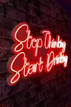 Dekorativ Led Väggbelysning Wallity Stop Thinking Start Drinking Röd Plast 34x78 cm - Ljussmycken och ljusfigurer - 8683342965675 - 3