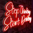 Dekorativ Led Väggbelysning Wallity Stop Thinking Start Drinking Röd Plast 34x78 cm - Ljussmycken och ljusfigurer - 8683342965675 - 2