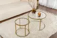 Soffbord Hanah Home Gold Transparent Härdat Glas 60x43x60 cm 42x39x42 cm - Soffbord - 8684282573975 - 3