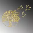 Väggdekor Metall Wallity Tree And Birds 4 Guld Metall 61x56 cm - Dekorationer, prydnadsföremål - 8683743841745 - 5