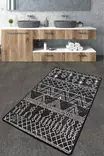 Badrumsmatta Mijölnir Svart Anthracite Vit 100% Polyester Antibakteriell Halkfri Maskintvättbar 80x100 cm - Badrumsmattor och våtrumsmattor - 8683342206235 - 2